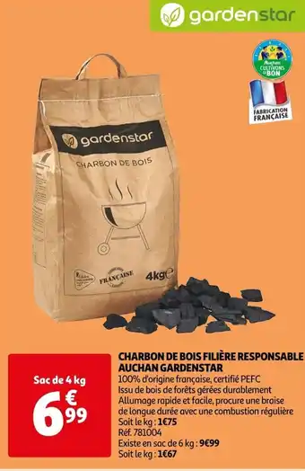 Auchan CHARBON DE BOIS FILIÈRE RESPONSABLE AUCHAN GARDENSTAR offre