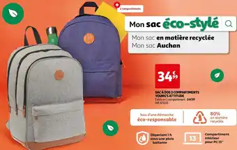 Auchan SAC À DOS 2 COMPARTIMENTS YOUNG'S ATTITUDE offre