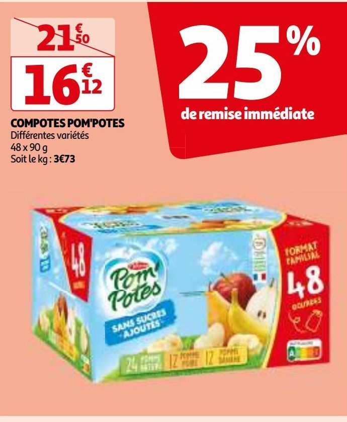 Promo Compotes pom'potes chez Auchan