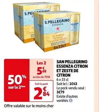 Auchan San pellegrino san pellegrino essenza citron et zeste de citron offre