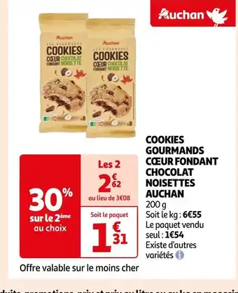 Auchan Supermarché Auchan cookies gourmands cœur fondant chocolat noisettes offre