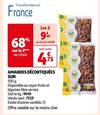 Auchan Sun amandes décortiquées offre