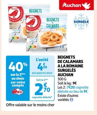 Auchan Auchan beignets de calamars a la romaine surgelés offre