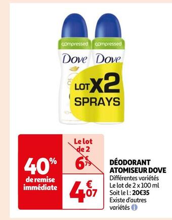 Auchan Dove déodorant atomiseur offre
