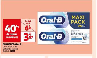 Auchan Oral b dentifrice offre