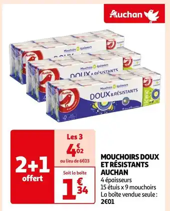 Auchan Auchan mouchoirs doux et résistants offre
