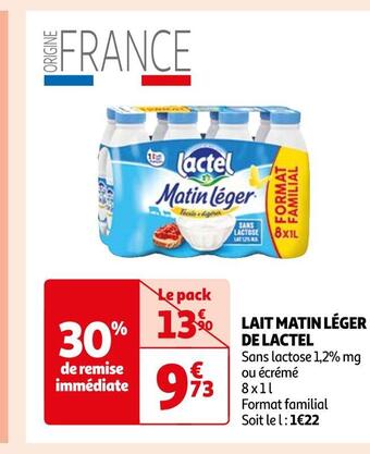 Auchan Supermarché Lactel lait matin léger offre