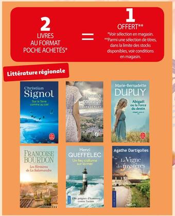 Auchan 2 livres au format poche achetés = 1 offert offre