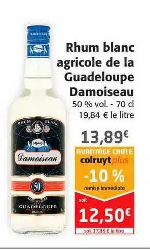 Colruyt Rhum Blanc Agricole De La Guadeloupe Damoiseau offre