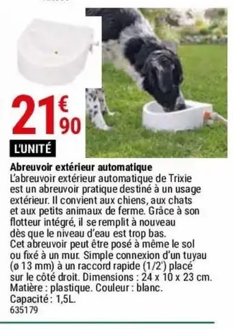 Gamm vert Abreuvoir extérieur automatique offre
