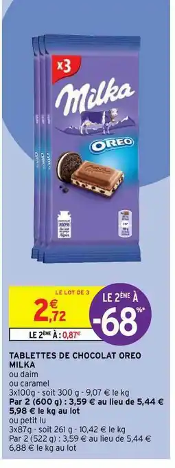 Tablettes De Chocolat Oreo Milka Le 2ème à -68%