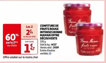 Auchan Confiture de fruits rouge intenses bonne maman offre découverte offre