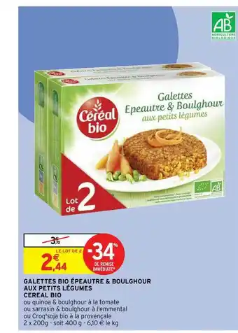 Galettes Bio épeautre & Boulghour Aux Petits Légumes Cereal Bio -34% De Remise Immédiate