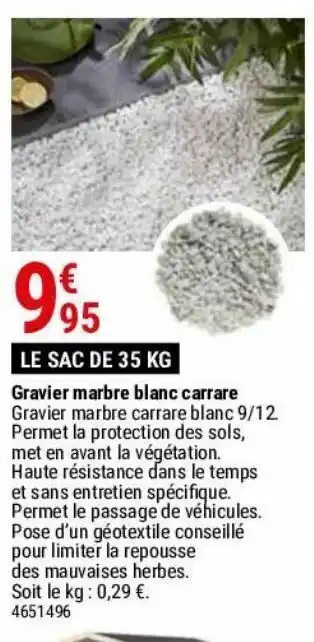 Gamm vert Gravier marbre blanc carrare offre