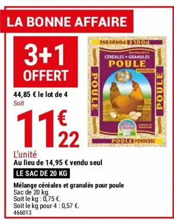 Gamm vert Mélange céréales et granulés pour poule offre