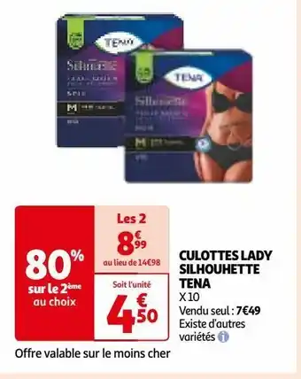 Auchan Culottes lady silhouhette tena offre