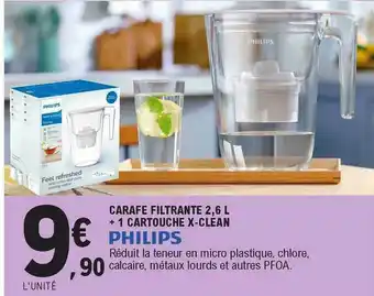 E.Leclerc Carafe Filtrante 2,6 L + 1 Cartouche X-clean Philips offre