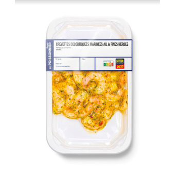 Auchan Supermarché Crevettes décortiquées cuites réfrigérées marinées ail et fines herbes offre