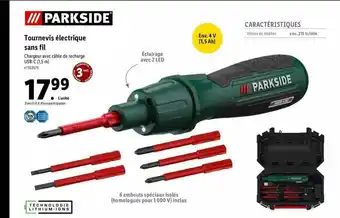 Lidl Tournevis électrique Sans Fil Parkside offre