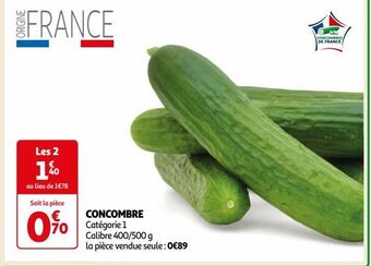 Auchan Supermarché Concombre offre