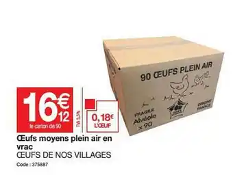 Promocash Oeufs Moyens Plein Air En Vrac Oeufs De Nos Villages offre