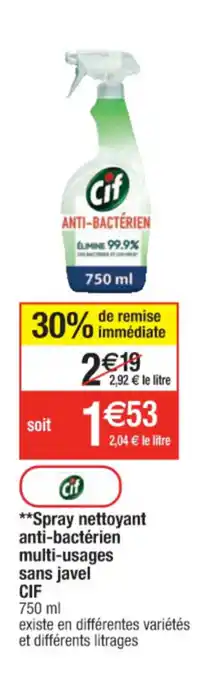 Cora x Carrefour Spray Nettoyant Anto-Bactèrien offre