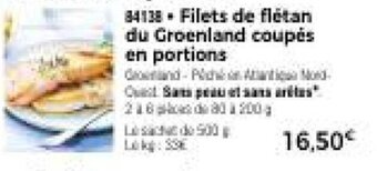 Thiriet Filets de flétan du Groenland coupés en portions offre