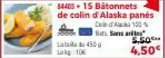Thiriet 15 Bátonnets de colin d'Alaska panės offre