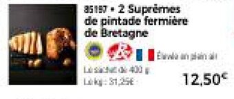 Thiriet 2 Suprêmes de pintade fermière de Bretagne offre