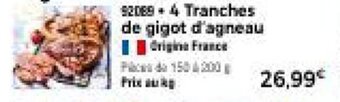 Thiriet 4 Tranches de gigot d'agneau offre