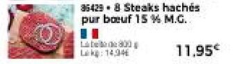 Thiriet 8 Steaks hachés pur boeuf 15% M.G. offre