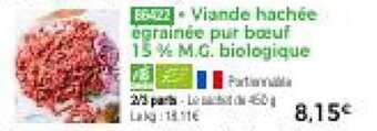 Thiriet Viande hachée égrainée pur boeuf 15 % M.G. biologique offre