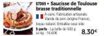 Thiriet Saucisse de Toulouse brasse traditionnelle offre