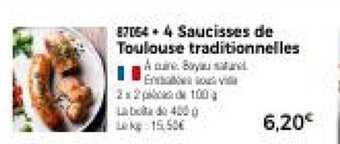 Thiriet 4 Saucisses de Toulouse traditionnelles offre
