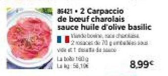 Thiriet 2 Carpaccio de boeuf charolais sauce huile d'olive basilic offre