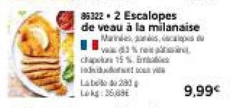 Thiriet 2 Escalopes de veau à la milanaise offre