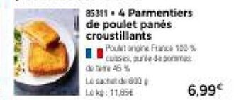 Thiriet 4 Parmentiers de poulet panés croustillants offre