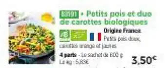 Thiriet Petits pois et duo de carottes biologiques offre