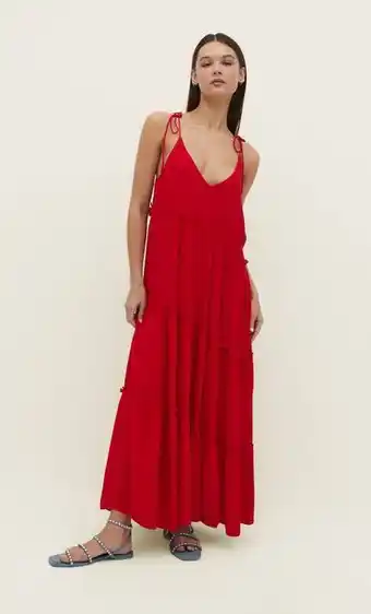 Robe longue fluide Ă volants