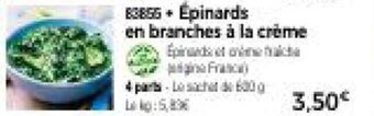 Thiriet Epinards en branches à la crème offre