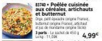 Thiriet Poélée cuisinée aux céréales, artichauts et butternut offre