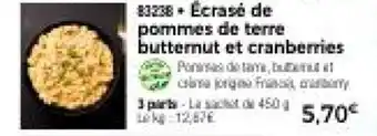 Thiriet Ecrasé de pommes de terre butternut et cranberries offre