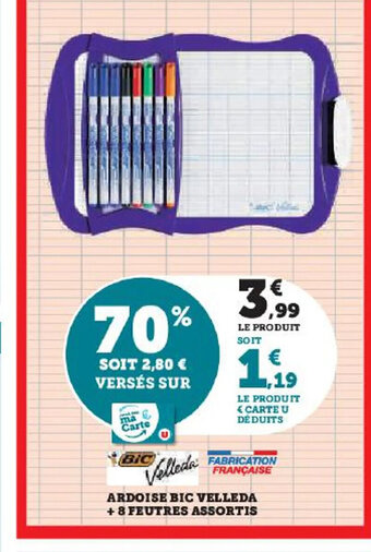Hyper U ARDOISE BIC VELLEDA +8 FEUTRES ASSORTIS offre