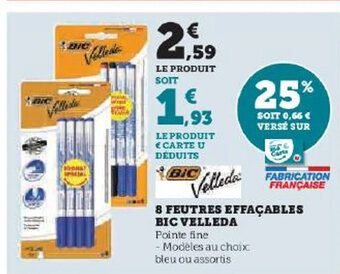 Hyper U 8 FEUTRES EFFAÇABLES BIC VELLEDA offre