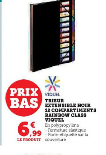 Hyper U TRIEUR EXTENSIBLE NOIR 12 COMPARTIMENTS RAINBOW CLASS VIQUEL offre