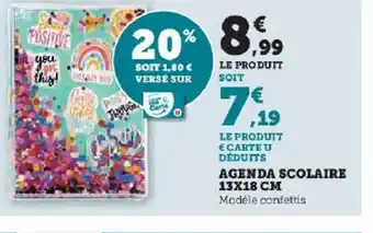 Hyper U AGENDA SCOLAIRE 13X18 CM offre