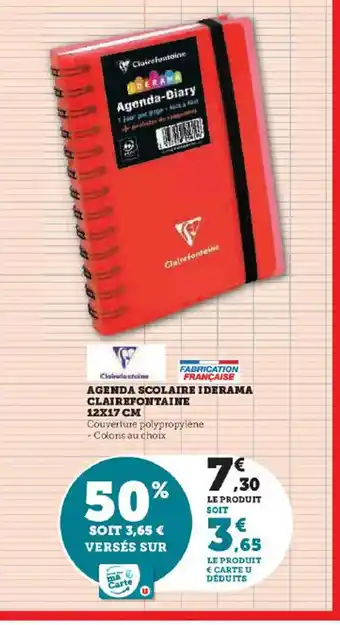 Hyper U AGENDA SCOLAIRE IDERAMA offre
