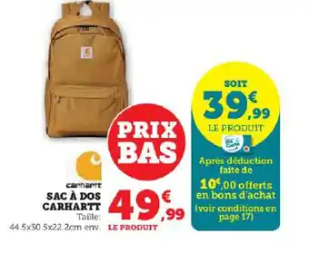SAC À DOS CARHARTT Taille: 44.5x30 5x22 2cm env. LE PRODUIT