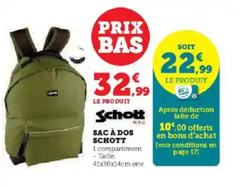 Hyper U SAC À DOS SCHOTT offre