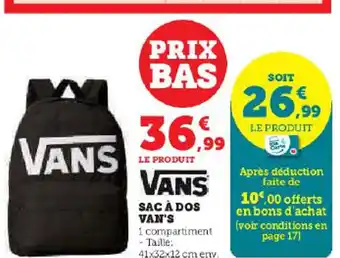 Hyper U SAC À DOS VAN'S offre